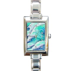 Stunning Pastel Blue Ocean Waves Rectangle Italian Charm Watch by GardenOfOphir