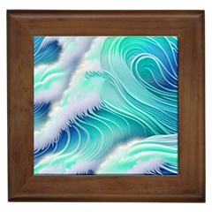 Stunning Pastel Blue Ocean Waves Framed Tile by GardenOfOphir