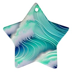 Stunning Pastel Blue Ocean Waves Ornament (star)