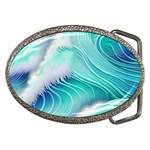 Stunning Pastel Blue Ocean Waves Belt Buckles Front