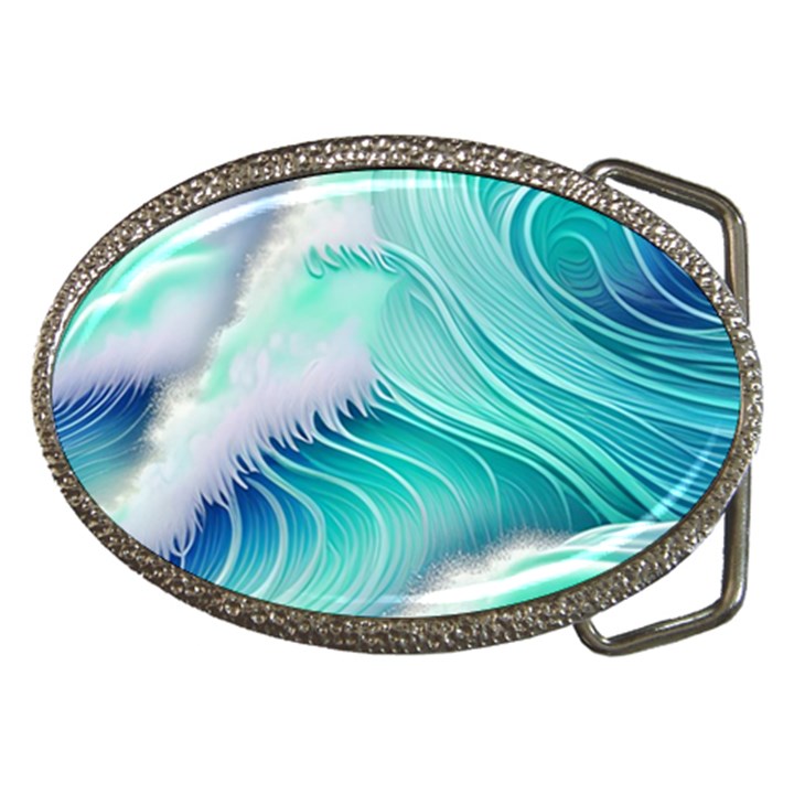 Stunning Pastel Blue Ocean Waves Belt Buckles