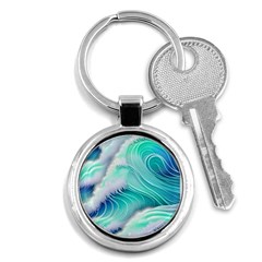 Stunning Pastel Blue Ocean Waves Key Chain (round) by GardenOfOphir