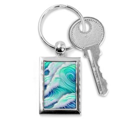 Stunning Pastel Blue Ocean Waves Key Chain (rectangle) by GardenOfOphir