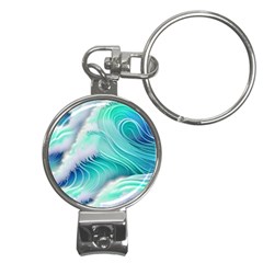 Stunning Pastel Blue Ocean Waves Nail Clippers Key Chain