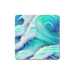 Stunning Pastel Blue Ocean Waves Square Magnet by GardenOfOphir