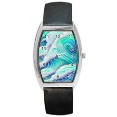 Stunning Pastel Blue Ocean Waves Barrel Style Metal Watch by GardenOfOphir