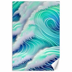 Stunning Pastel Blue Ocean Waves Canvas 12  X 18  by GardenOfOphir