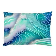 Stunning Pastel Blue Ocean Waves Pillow Case by GardenOfOphir