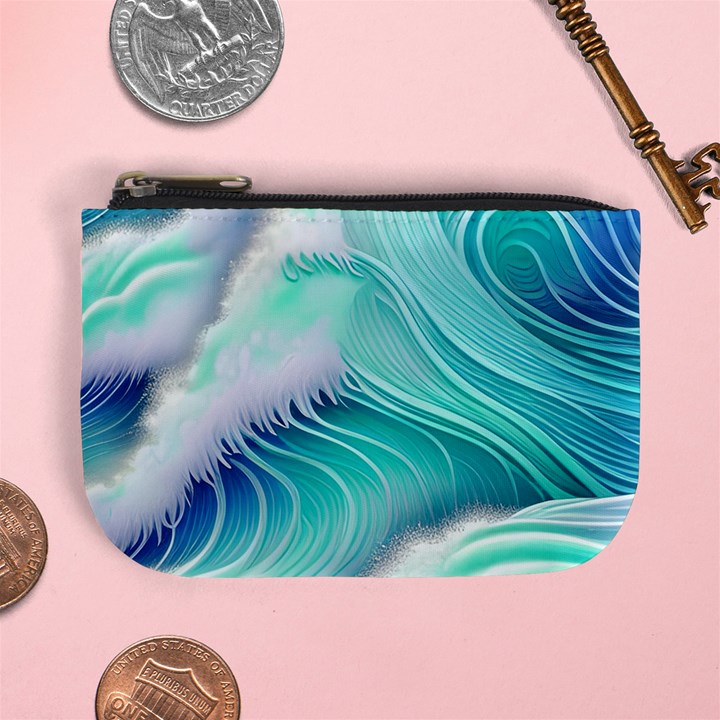 Stunning Pastel Blue Ocean Waves Mini Coin Purse