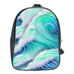 Stunning Pastel Blue Ocean Waves School Bag (large) by GardenOfOphir