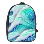 Stunning Pastel Blue Ocean Waves School Bag (Large) Front