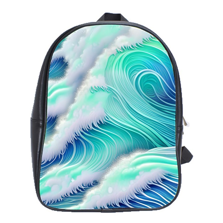 Stunning Pastel Blue Ocean Waves School Bag (Large)