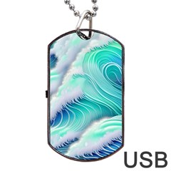 Stunning Pastel Blue Ocean Waves Dog Tag Usb Flash (two Sides) by GardenOfOphir