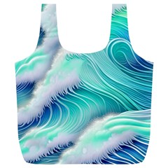 Stunning Pastel Blue Ocean Waves Full Print Recycle Bag (xl) by GardenOfOphir