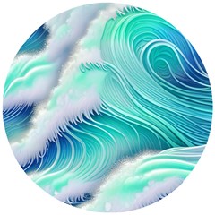 Stunning Pastel Blue Ocean Waves Wooden Puzzle Round by GardenOfOphir