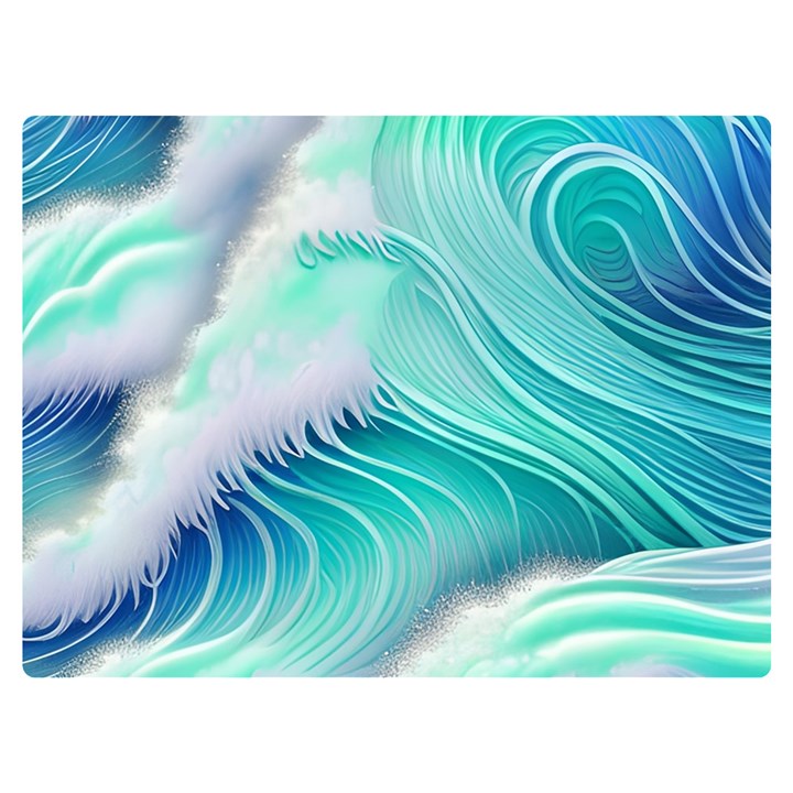 Stunning Pastel Blue Ocean Waves Premium Plush Fleece Blanket (Extra Small)