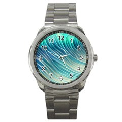 Pastel Ocean Waves Sport Metal Watch by GardenOfOphir