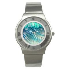 Pastel Ocean Waves Stainless Steel Watch by GardenOfOphir