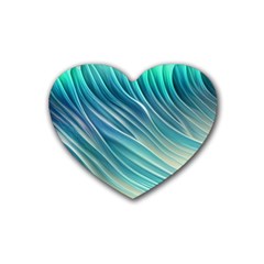 Pastel Ocean Waves Rubber Heart Coaster (4 Pack) by GardenOfOphir