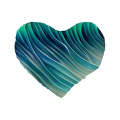 Pastel Ocean Waves Standard 16  Premium Heart Shape Cushions by GardenOfOphir