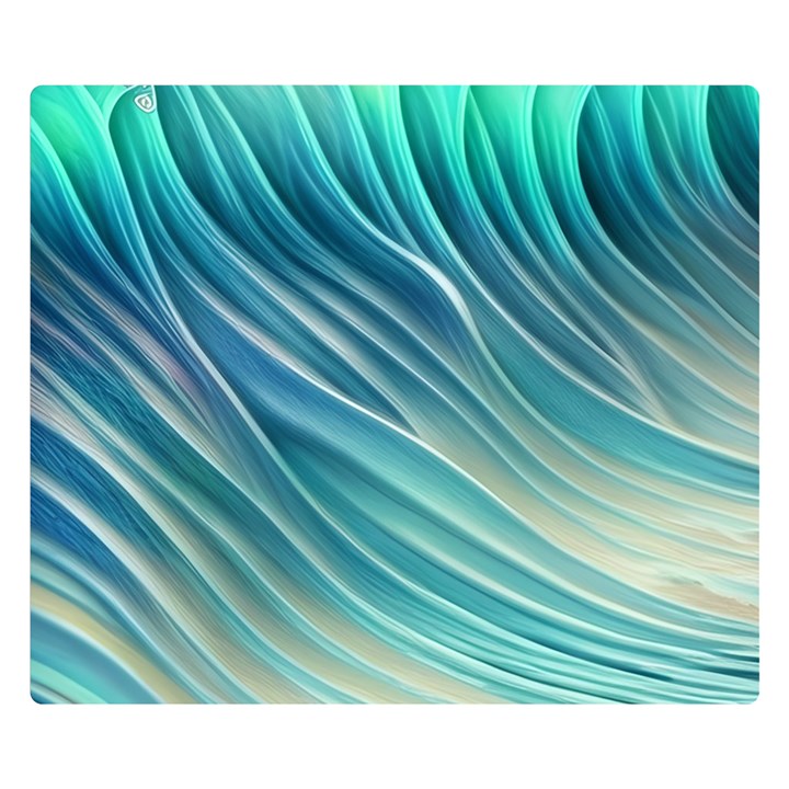 Pastel Ocean Waves One Side Premium Plush Fleece Blanket (Small)