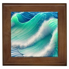 Beautiful Abstract Pastel Ocean Waves Framed Tile by GardenOfOphir