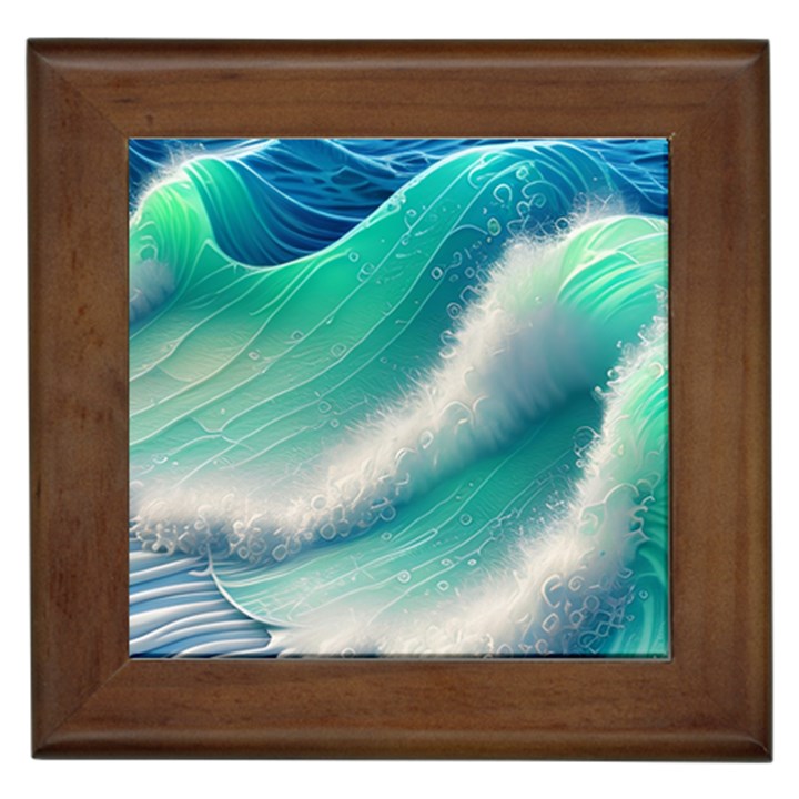 Beautiful Abstract Pastel Ocean Waves Framed Tile