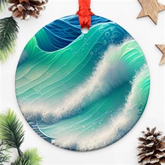 Beautiful Abstract Pastel Ocean Waves Ornament (round) by GardenOfOphir