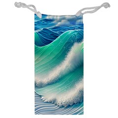 Beautiful Abstract Pastel Ocean Waves Jewelry Bag by GardenOfOphir