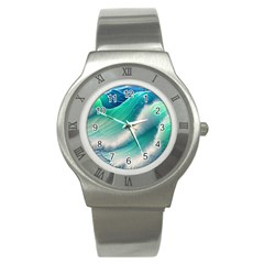 Beautiful Abstract Pastel Ocean Waves Stainless Steel Watch by GardenOfOphir