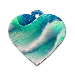 Beautiful Abstract Pastel Ocean Waves Dog Tag Heart (one Side) by GardenOfOphir