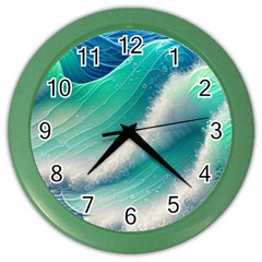 Beautiful Abstract Pastel Ocean Waves Color Wall Clock by GardenOfOphir