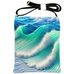 Beautiful Abstract Pastel Ocean Waves Shoulder Sling Bag by GardenOfOphir