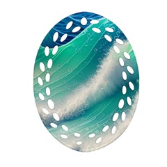 Beautiful Abstract Pastel Ocean Waves Ornament (oval Filigree) by GardenOfOphir