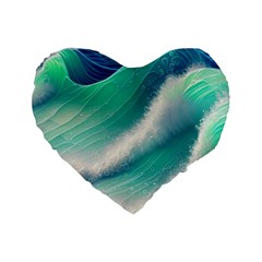 Beautiful Abstract Pastel Ocean Waves Standard 16  Premium Flano Heart Shape Cushions by GardenOfOphir