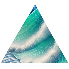 Beautiful Abstract Pastel Ocean Waves Wooden Puzzle Triangle by GardenOfOphir