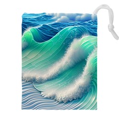 Beautiful Abstract Pastel Ocean Waves Drawstring Pouch (5xl) by GardenOfOphir