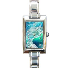 Pastel Abstract Waves Pattern Rectangle Italian Charm Watch by GardenOfOphir