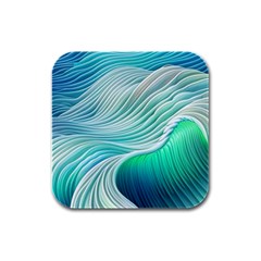 Pastel Abstract Waves Pattern Rubber Square Coaster (4 Pack) by GardenOfOphir