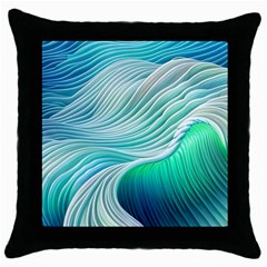 Pastel Abstract Waves Pattern Throw Pillow Case (black) by GardenOfOphir