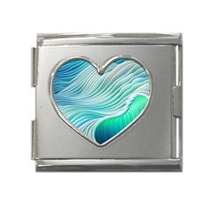 Pastel Abstract Waves Pattern Mega Link Heart Italian Charm (18mm)