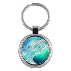 Pastel Abstract Waves Pattern Key Chain (round) by GardenOfOphir