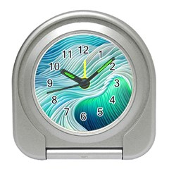 Pastel Abstract Waves Pattern Travel Alarm Clock by GardenOfOphir