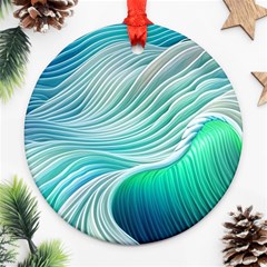 Pastel Abstract Waves Pattern Round Ornament (two Sides) by GardenOfOphir