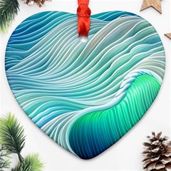 Pastel Abstract Waves Pattern Heart Ornament (two Sides)