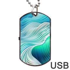 Pastel Abstract Waves Pattern Dog Tag Usb Flash (one Side) by GardenOfOphir