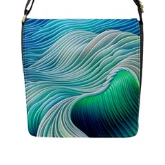 Pastel Abstract Waves Pattern Flap Closure Messenger Bag (l) by GardenOfOphir