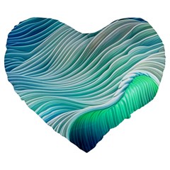 Pastel Abstract Waves Pattern Large 19  Premium Flano Heart Shape Cushions by GardenOfOphir