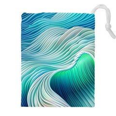 Pastel Abstract Waves Pattern Drawstring Pouch (5xl) by GardenOfOphir