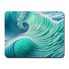 Pink Sky Blue Ocean Waves Small Mousepad by GardenOfOphir